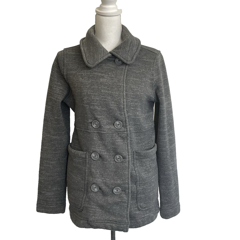 Patagonia Better Sweater Jacket Womens L Gray Fleece Peacoat Double Breasted Coz